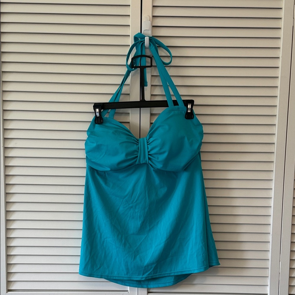 Swimsuits For All Teal Halter Tankini Top Size 18